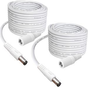 2-Pack 10FT DC Power Extension Cable,5.5mm x 2.1mm Extension Cord,12v Extension Cord for Security Camera CCTV IP,Router,LED Strip,5V 9V 24V 12 Volt Male to Female Plug Supply Adapter Power Cord White