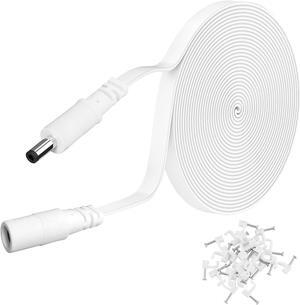 DC Power Extension Cable 10ft 2.1mm×5.5mm,Universal 12v power extension cable for CCTV Security Camera IP Wifi Camera Standalone DVR (10ft,Flat body, White)