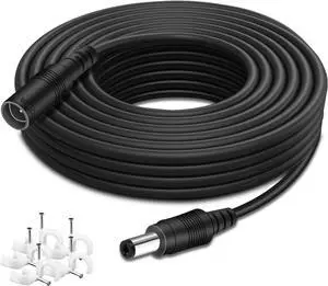 Power Extension Cable 16.5ft 2.1mm x 5.5mm Compatible with 12V DC Adapter Cord for CCTV Security Camera IP Camera Standalone DVR(16.5ft DC5.5mm Plug ) Black