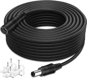 DC Power Extension Cable 33ft 2.1mm x 5.5mm Compatible with 12v Power Adapter Extension Cable for CCTV Security Camera IP Wifi Camera Standalone DVR (33ft,5.5mm Plug) Black