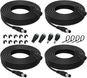 4PCS 33FT(10m) 12V DC Power Extension Cable with Power Jack Adapter Connectors(2 x Male + 2 x Female) 5.5mm x 2.1mm DC Power Adapter Extension Cord and Cable Wire Ends Plug HE030-4