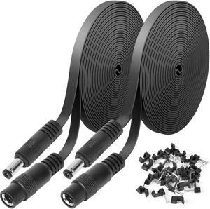 2 Pack DC Power Extension Cable 10ft 2.1mm x 5.5mm Compatible with 12V DC Adapter Cord for CCTV IP Camera, LED, Car