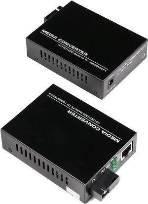 A Pair 2 Pack SC Single Mode Gigabit Ethernet Media Converter 10/100/1000Mbps Bi-Directional Single SC Fiber Ethernet Transceiver up to 20km RJ-45 Port 10/1000Base-TX to 1000Base-FX 1310-nm