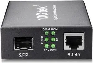 Fiber to Ethernet Media Converter, Gigabit SFP to RJ45 Fiber Converter,Support Multimode and Single Mode SFP Modules, 10/100/1000M RJ45, Auto-Negotiation