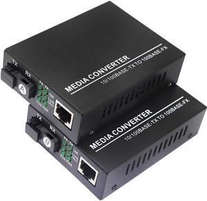 XMSJSIY Fiber Ethernet Media Converter, Single-Mode 10/100Base-TX to 100Base-FX, RJ45 to SC, Fiber Transceiver Up to 25KM (1 Pair)