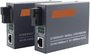 1 Pair Gigabit Fiber Media Converter Single Mode to RJ45 Fiber Media Converter SC 10/100/1000Mbps with Power Supply