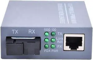 2pcs Ethernet Converter Single Mode Single Core RJ45 Gigabit Optic Fiber Transceiver US Plug 110-240V