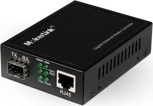 Gigabit SFP to RJ45 Converter, Fiber to Ethernet Media Converter, 10/100/1000Mbps RJ45 Port, 1000Base-SX/LX SFP Slot, Support MiniGBIC Module