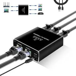5 Port Gigabit Ethernet Switch with USB Power Cable, 1000Mbps Ethernet Splitter 1 to 4 Out [4 Devices Simultaneous Networking], Computer High Speed LAN Internet Splitter for Cat 5/5e/6/7/8