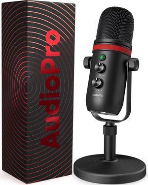 USB Microphone, Cardioid Condenser Gaming Mic for PC/Laptop/Phone/PS4/5, Headphone Output, Volume Control, USB Type-C Plug and Play, LED Mute Button, for Streaming, Podcast, Studio