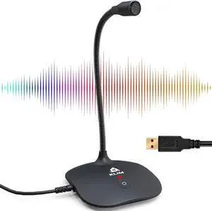 Talk USB Desk Microphone for Computer - New Version 2024 - Compatible with Any PC Laptop Mac PS4 - Professional Desktop Mic with Stand - Recording Gaming Streaming YouTube Podcast Mics