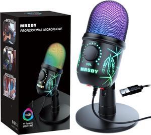 USB Microphone, Plug and Play Gaming Mic for PC, Mac, PS4/5, Podcast Microphone with RGB, Mute, Monitor, Noise Reduction, Volume Gain, Great for Recording, Streaming USB Microphone, Plug and Play Gaming Mic for PC, Mac, PS4/5, Podcast Microphone with RGB, Mute, Monitor, Noise Reduction, Volume Gain, Great for Recording, Streaming