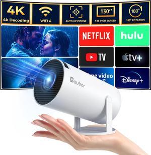 Smart Projector with Android TV 11.0, Support 1080P Portable Projector with 5G WiFi and Bluetooth, 10000 Lumen,Auto Keystone Correction, Premium 360 Sound, 40"-130" Screen Video Projector