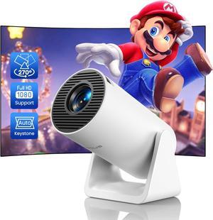 [270°Adjustable Stand] Mini projector with WiFi and Bluetooth, Outdoor Portable Movie Projector 1080P Support, Auto Keystone Home Projector for Phone/TV Stick/Laptop