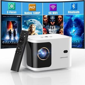 [Electric Focus] 5G WiFi Mini Bluetooth Projector 4K Support, 30[E0 ANSI HD 1080P Portable Video Projector, ±40° Vertical Keystone|Zoom|Timer, Smartphone Projector Outdoor Movie for TV