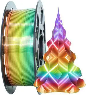 1.75mm 1Kg Silk Shiny PLA Most Basic Popular Multicolored Fast Color Change Rainbow 3D Printing Filament, Color Change Gradually Random Quickly, 2.2lbs 3D Printing Material