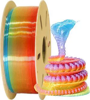 Clear Rainbow Fast Color Change Multi Colored PLA 3D Printing Filament, Widely Fit for 3D Printer, 1.75mm Color Change Gradually Random Quickly PLA, 1KG 2.2LBS Transparent Multicolor PLA