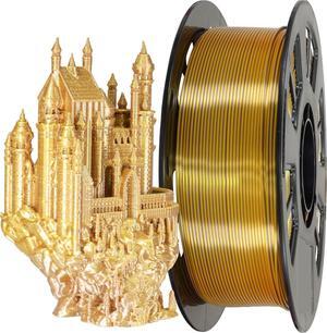 Bicolor Double Colors Silk Metallic Gold Coffee PLA Coextrusion Filament, 1.75mm 2 Colors in 1 Printing Multi Colored Silk PLA, Widely Fit for 3D Printer, 2.2lbs/1kg Dual Color Material