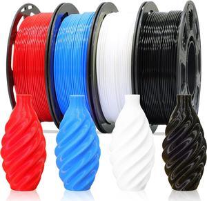 1.75mm Normal PLA 4 Most Basic Colors Bundle Pack: Black Red White Blue, Each Spool 250g, 4 Spools Packed, Total 1Kg 3D Printing Filament Material with One Extra 3D Print Tool
