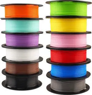 1.75mm 3D Printer Normal PLA Filament 12 Bundle, Most Popular Colors, 500g per Spool, 12 Spools Pack, Total 6kgs Material with One Bottle of 3D Printer Stick Tool