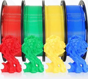 1.75mm 3D Printer PLA Filament 4 in 1 Bundle: Red, Blue, Yellow, Green, 4 Bright Colors Packed, 250g/Spool, 4 Spools Packed, Widely Fit for 3D Printer/3D Pen; Total 1Kg 3D Printing Material