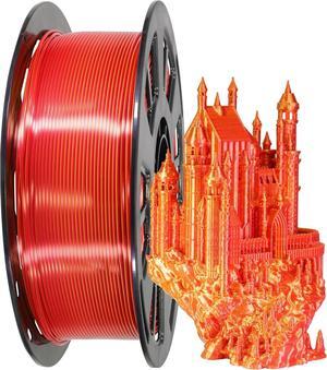1.75mm Silk Shiny Red Gold 2 Colors in 1 Coextrusion PLA 3D Filament, 1.75mm 1KG Dual Color 3D Printer Material Widely Support for Printers
