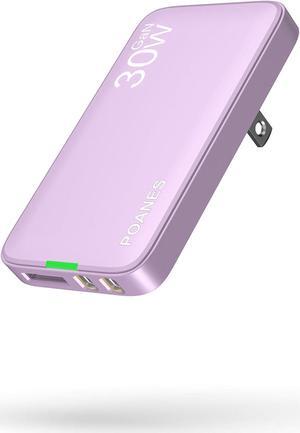 Flat USB C Wall Charger 30W, 3 Ports Ultra-Slim PD Block Fast Charging USB C Wall Charger with Foldable Plug for iPad/Pro, iPhone 15/14/13/XR/Pro Max, Galaxy S23,S22 etc (PINK-30W)