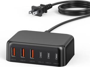 USB C Fast Charger 100W GaN 6 Port Type USB C Charging Station Hub Block USB C Wall Charger Power Strip Adapter Plug Cube Brick 3 USB C 3 USB A for iPad iPhone 15 14 13 12 11 Pro Max Pixel Note Galaxy