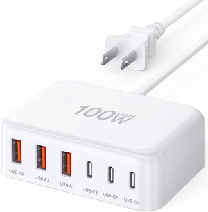 thumbnail image 2 of LDNIO 120W GaN III Desktop Charger – 4 Ports (2x USB-C + 2x USB-A) With 4ft Cable 2 of 6
