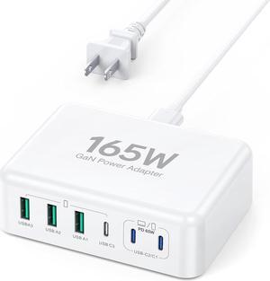 USB C Fast Charger 6 Port Desktop PD GaN Fast Charger Charging Station Block Hub USB C Laptop Power Adapter Compatible with MacBook Pro/Air iPad Pro iPhone 15 14 13 12 Galaxy S23 Note 20 Pixel LG