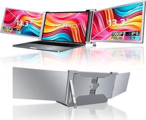 13.3" Triple Portable Monitor - 1080P FHD IPS Triple Monitor Laptop Screen Extender for 14"-17.3" Laptops, for Mac/Windows/Switch, HDMI/Type-C Plug & Play (Not for M1 M2 Chip, Chromebook)