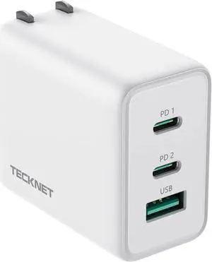 USB C Charger 65W PD 3.0 GaN Charger Type C Foldable Adapter with 3-Port Fast Wall Charger Compatible with iPhone 15 Pro Max/15 Plus/15 Pro/15/14/13/12/MacBook Pro/iPad/Switch/Galaxy S23