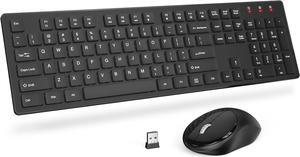 Wireless Keyboard and Mouse,Silent 2.4GHz Cordless Full Size USB Mouse Combo, Long Battery Life, Lag-Free for Computer, Laptop, PC, Windows, Mac, Chrome OS (Black)