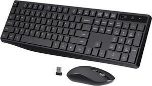 Wireless Keyboard and Mouse Combo,2.4G USB Cordless Mouse and Keyboard, 3 Level DPI Slim Ergonomic Mouse, Responsive Plug & Play for Computer Laptop PC - Full Size