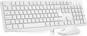 Wireless Keyboard and Mouse Combo,2.4G USB Cordless Mouse and Keyboard, 3 Level DPI Slim Ergonomic Mouse, Responsive Plug & Play for Computer Laptop PC - Full Size
