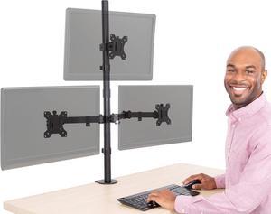 Triple Monitor Desk Stand with Clamp-On Base, for Home or Office Use, Height Adjustable Computer Monitor Stand with Full Articulation VESA Mounts, Fits Most LCD/LED Monitors 13-32 Inches