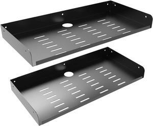 2 Pcs of Metal Floating Shelf Wall Mounted for Storage, W 16.6" x D 8" Display Shelf for Collection in Bathroom, Bedroom, Living Room, Kitchen, Modern Steel (16.6 inches 2 Pcs)