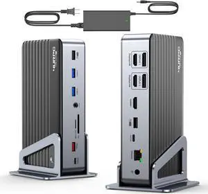 DisplayLink Docking Station Triple 4K Monitor with 120W Power Adapter, Laptop Dock for MacBook Pro/Air, Thunderbolt 4/3, USB-C Windows(Single 8K)/Chromebook(3X HDMI, 2X DP, 5X USB-A, USB-C 3.2)