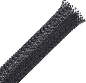 100ft - 1 inch PET Cable Sleeve Expandable Braided Sleeving  Black