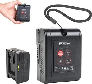 6875mAh Mini-99 V-Mount Battery 99Wh D-Tap 14.4V 15A and USB 5V 2.1A Compatible with BMPCC 4K / 6K, FX6, ZCAM-E2, a7s, Komodo Cameras