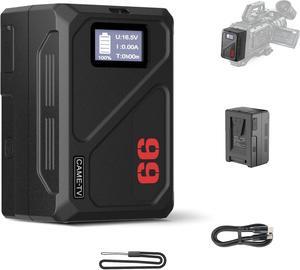 V Mount Battery, Mini 99C 99Wh V Lock Battery Support 65W PD USB-C Fast Charging 1.5 Hours, with D-Tap 14.4V / USB-A Port/BP/8.4V DC//OLED Display, 6900mAh Mount Battery for Camera,Monitor
