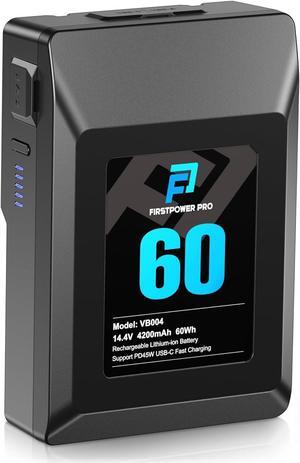 V Mount/V-Lock Battery, 60Wh(4200mAh, 14.4V) V-Mount Battery Support PD 45W USB-C Fast Charger, with D-TAP, USB-A, USB-C Port, for Video Broadcast Camera Camcorder Monitor LED Light