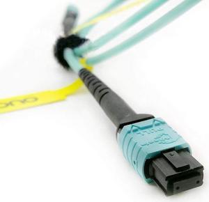 10ft/3M MPO to MPO Fiber Patch Cable, 8 Fibers OM3 Type B, Multi-Mode, QSFP+ & QSFP28 Transceiver Compatibility, MTP Compatible, GPON/EPON Applications, LSZH Jacket, Aqua