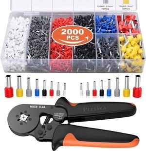 Ferrule Crimping Tool Kit with 2000PCS Wire Connectors, AWG23-7 Self-adjustable Ratchet Wire Crimping Tool Kit Crimper Plier Set