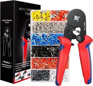 Ferrule Crimping Tool Kit, AWG23-7 Self-adjustable Ratchet Wire Crimping Tool Kit Crimper Plier Set with 1200PCS Wire Terminals Crimping Connectors Wire End Ferrules