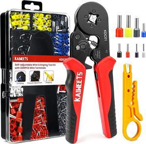 Ferrule Crimping Tool Kit, AWG 23-7 Self-adjustable Wire Ferrule Crimper Plier Set with 1200pcs Wire Terminals Crimping Connectors Wire Ends Ferrules