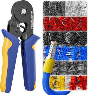 Ferrule Crimping Tool Kit Black Wire Ferrules Crimper with 1200PCS Ferrule AWG 23-7 Wire End Ferrule Terminals