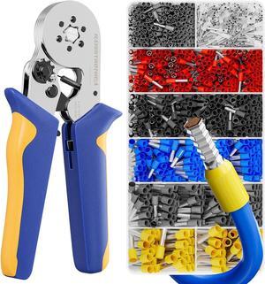 Ferrule Crimping Tool Kit Wire Ferrules Crimper with 1200PCS Ferrule AWG 23-10 Wire End Ferrule Terminals