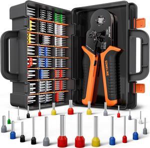 Ferrule Crimping Tool, Ratchet Pliers for AWG23-7 with 23 Sizes Wire End Ferrule Terminals, Quadrilateral Wire Crimp Pliers with Crimp Connectors