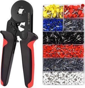 Ferrule Crimping Tools Wire Pliers - 1800 PCS Wire Ferrules with Crimpers Pliers Kit for Electricians, Adjustable Ratchet Tools with Terminals Connectors AWG 28-7, 0.08-10mm²